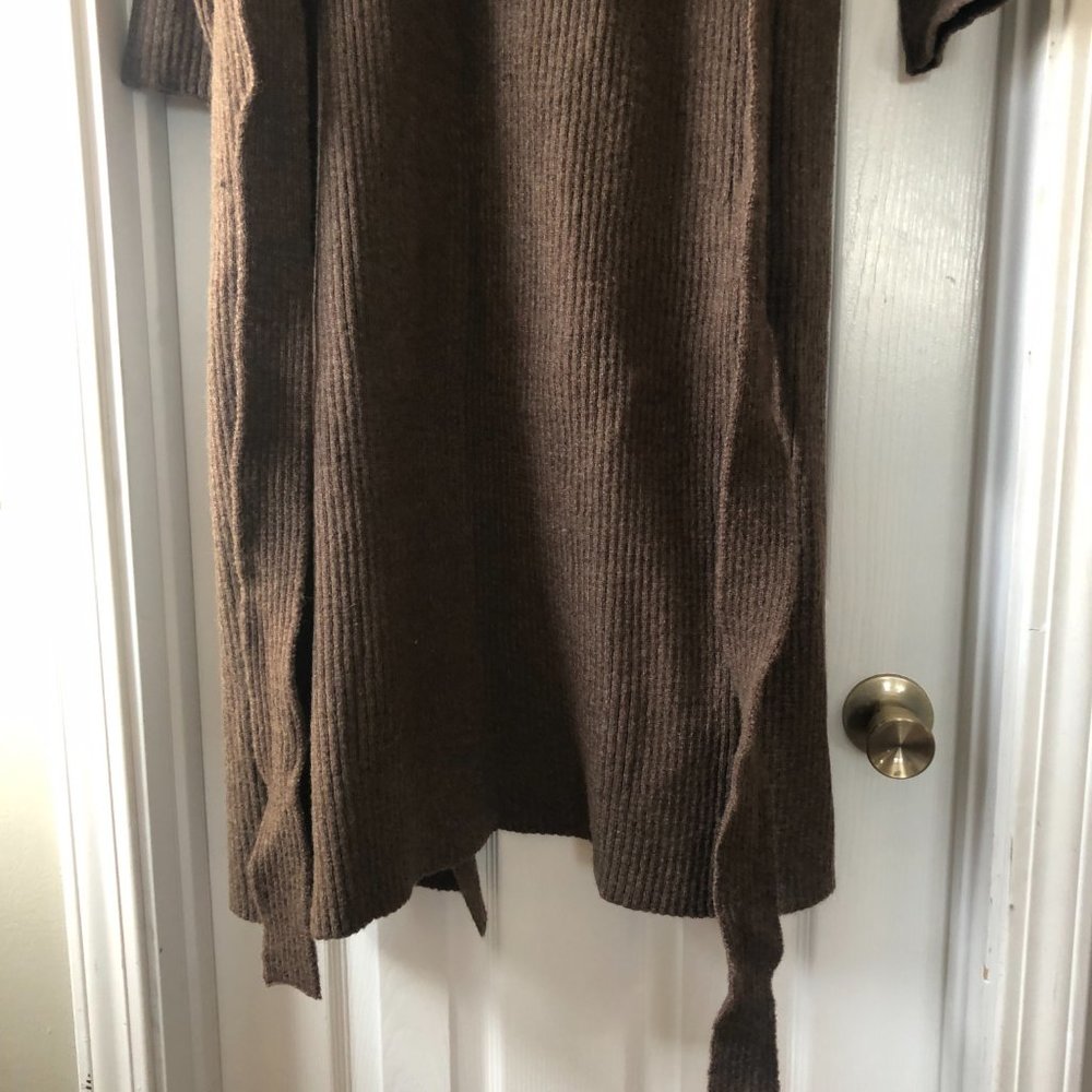 AMADI Anthropologie  Long Sweater Cardigan Duster Rib Knit Brown size S - Picture 10 of 13